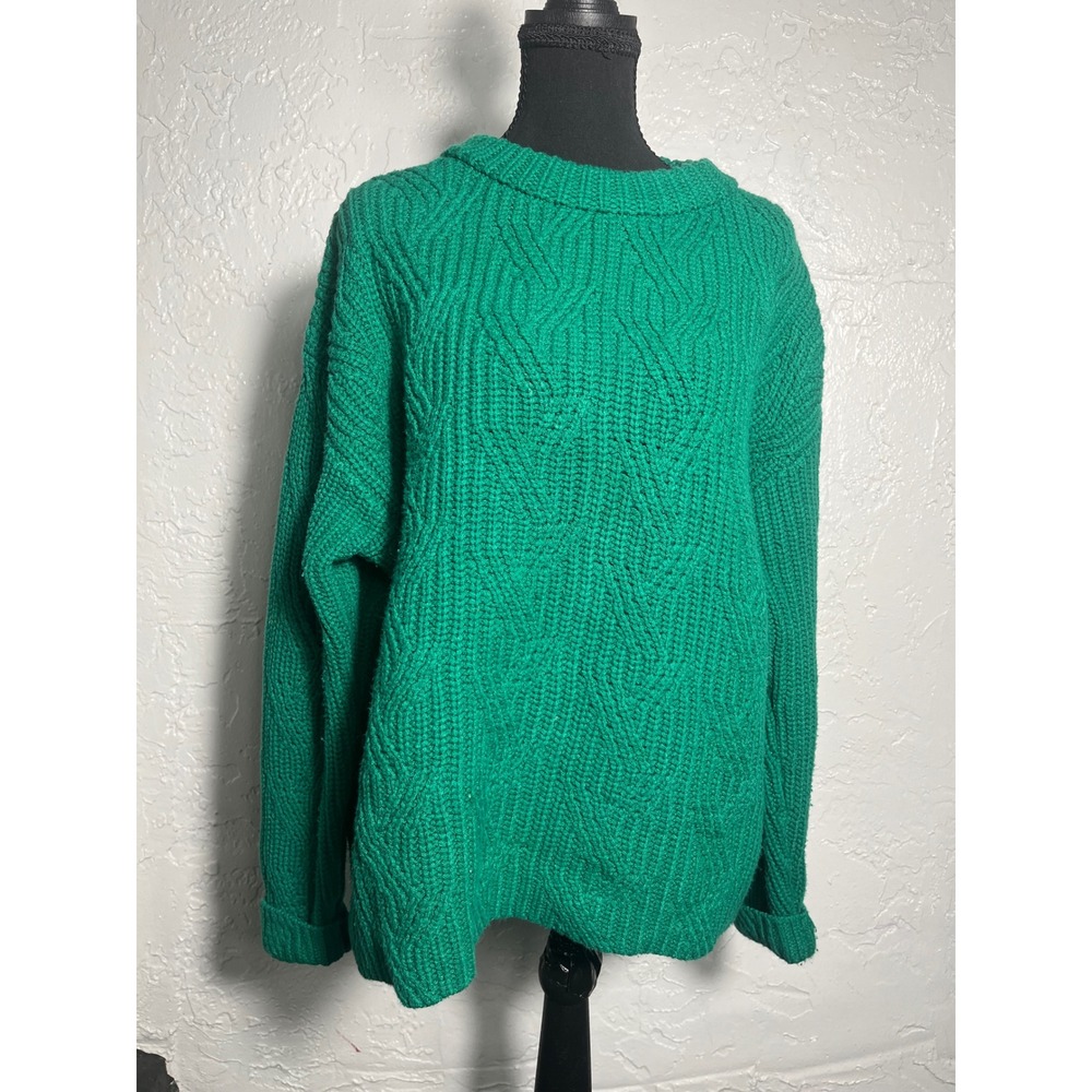 Caslon Emerald Green Cable Knit Chunky Sweater Size L